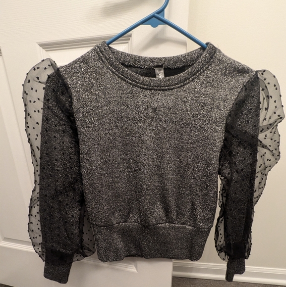 Unique Sweater with Sheer Polka Dot Sleeves - Picture 1 of 4